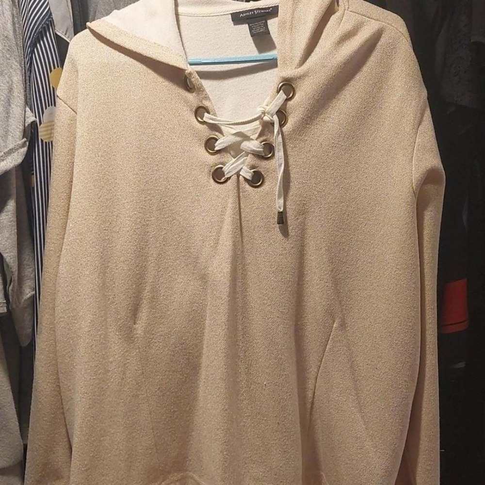 EUC‎ Ashley Stewart gold shimmer hoodie with tie 22/24